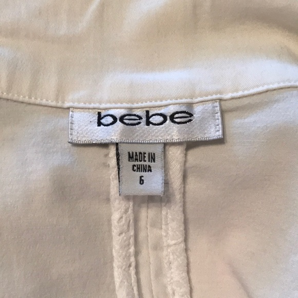 Bebe White Blazer Size 6 Collared 3/4 Sleeve - Picture 6 of 6